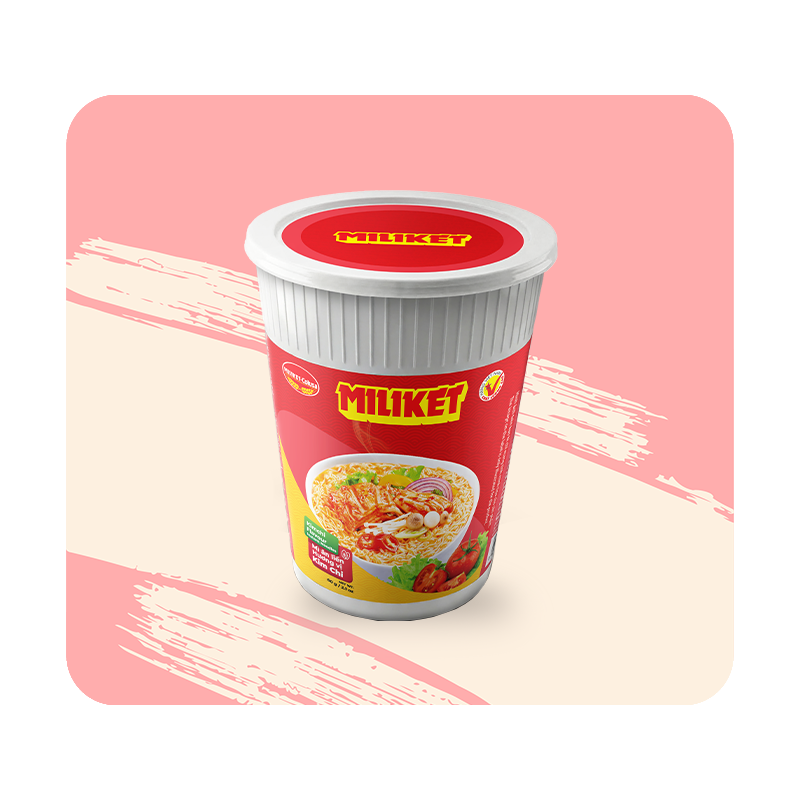 Mì Ly Nhựa Miliket Vị Tôm Kim Chi XK Samoa 60g