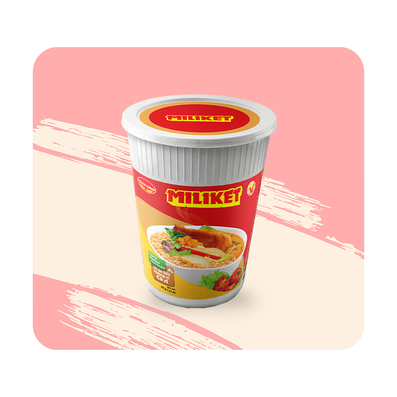 Mì Ly Nhựa Miliket Vị Cà Ri XK Samoa 60g