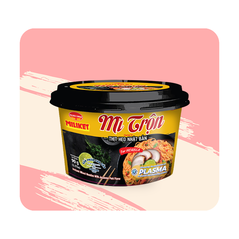 Mì Trộn Miliket hương vị Thịt Heo Nhật Bản tô 90g