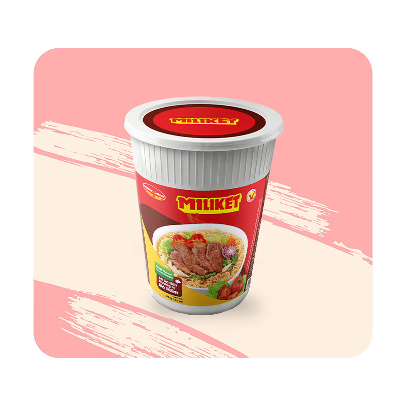 Mì Ly Nhựa Miliket Vị Bò XK Samoa 60g