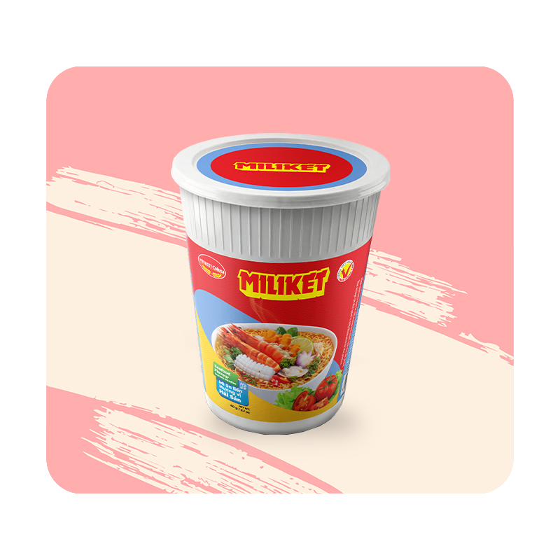 Mì Ly Nhựa Miliket Vị Hải Sản XK Samoa 60g