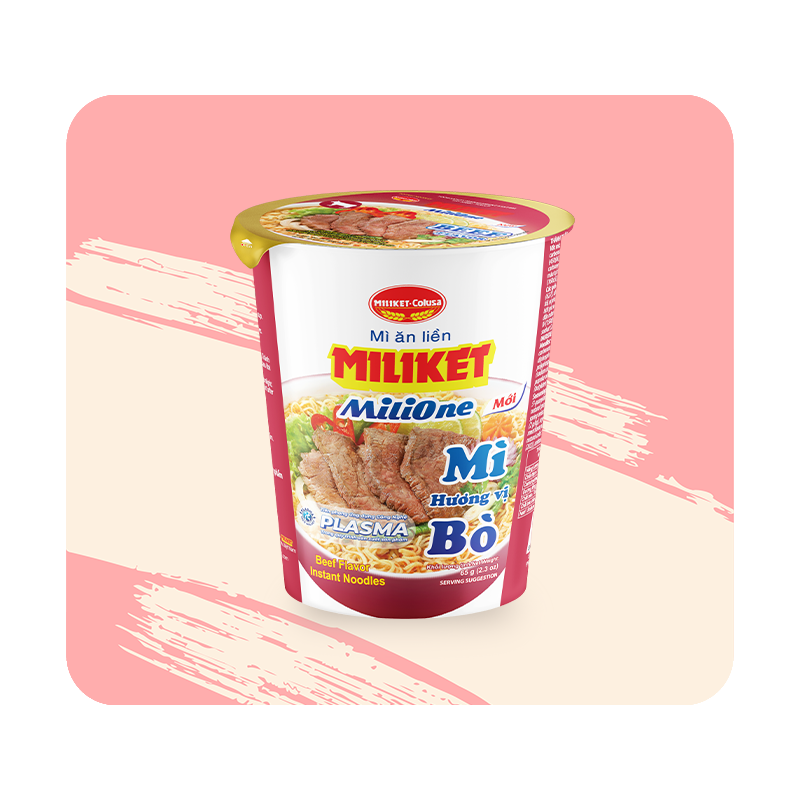 Mì MiliOne hương vị Bò ly 65g