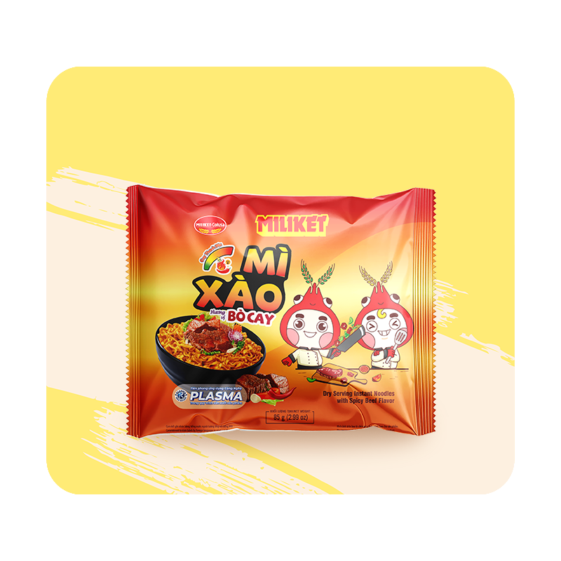Mì Xào Ăn Liền Miliket hương vị Bò Cay 85g