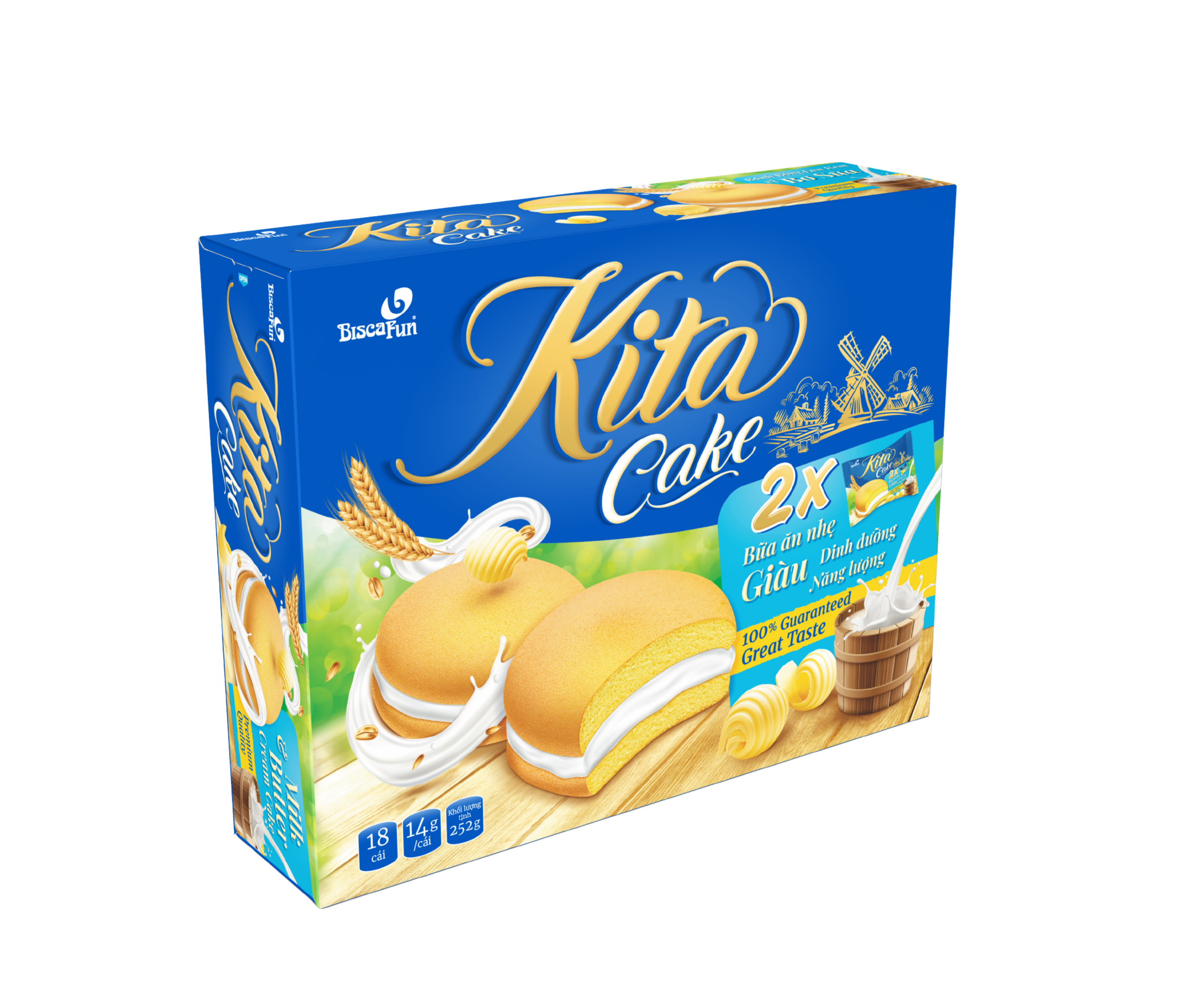HỘP KITA CAKE BƠ SỮA 252g