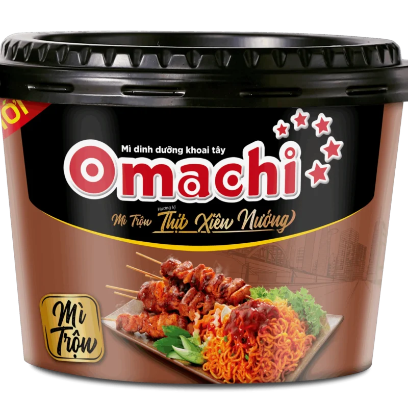 Mì dinh dưỡng khoai tây Omachi trộn thịt xiên nướng tô 104gr
