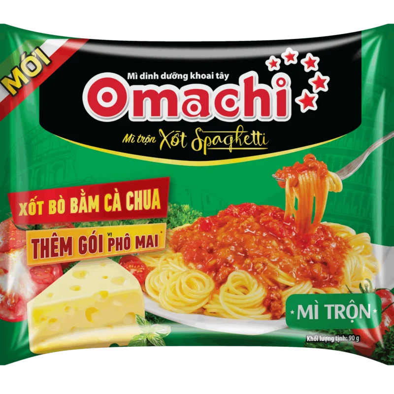 Mì dinh dưỡng khoai tây Omachi mì trộn xốt Spaghetti 90gr