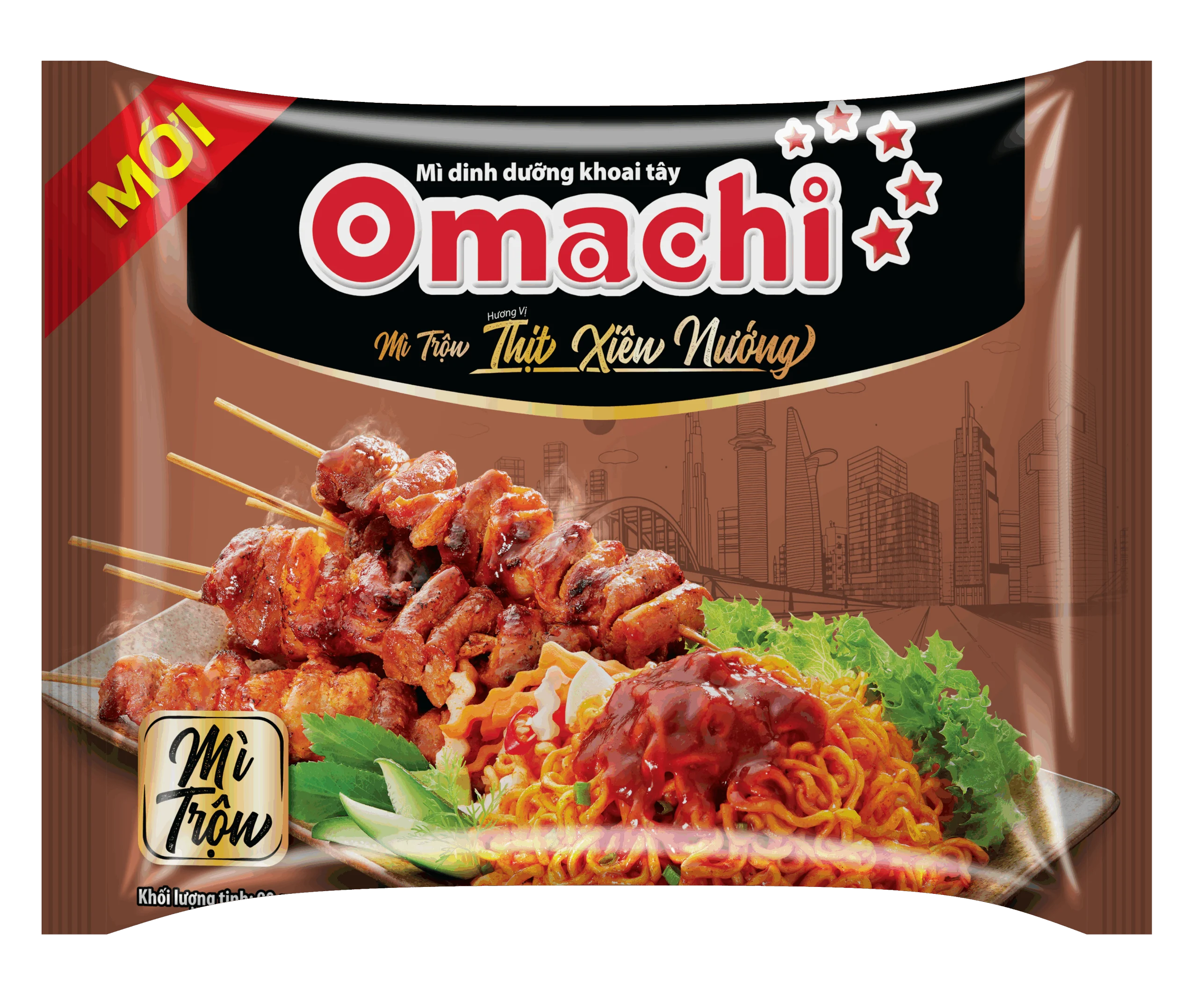 Mì dinh dưỡng khoai tây Omachi trộn hương vị thịt xiên nướng 30gói x 90gr