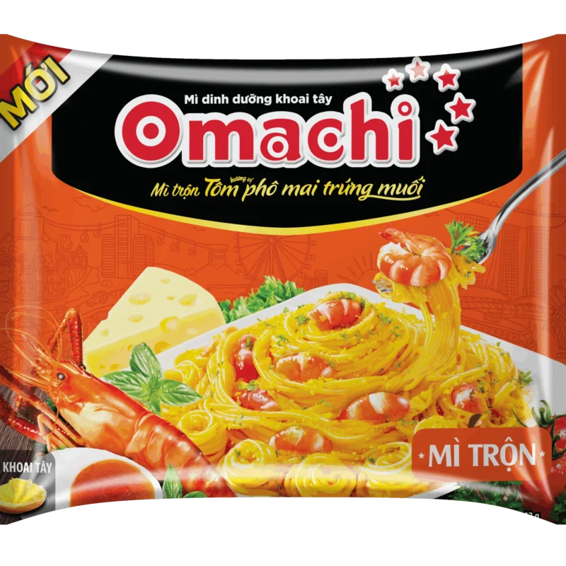 Mì dinh dưỡng khoai tây Omachi trộn xốt tôm hương vị phô mai trứng muối 30gói x 92gr
