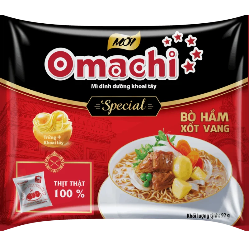 Mì khoai tây Omachi Special Bò hầm xốt vang 30gói x 92gr