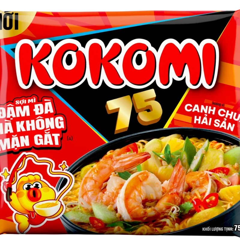 Kokomi 75 Mì hương vị Canh Chua Hải Sản – Gói 75gr
