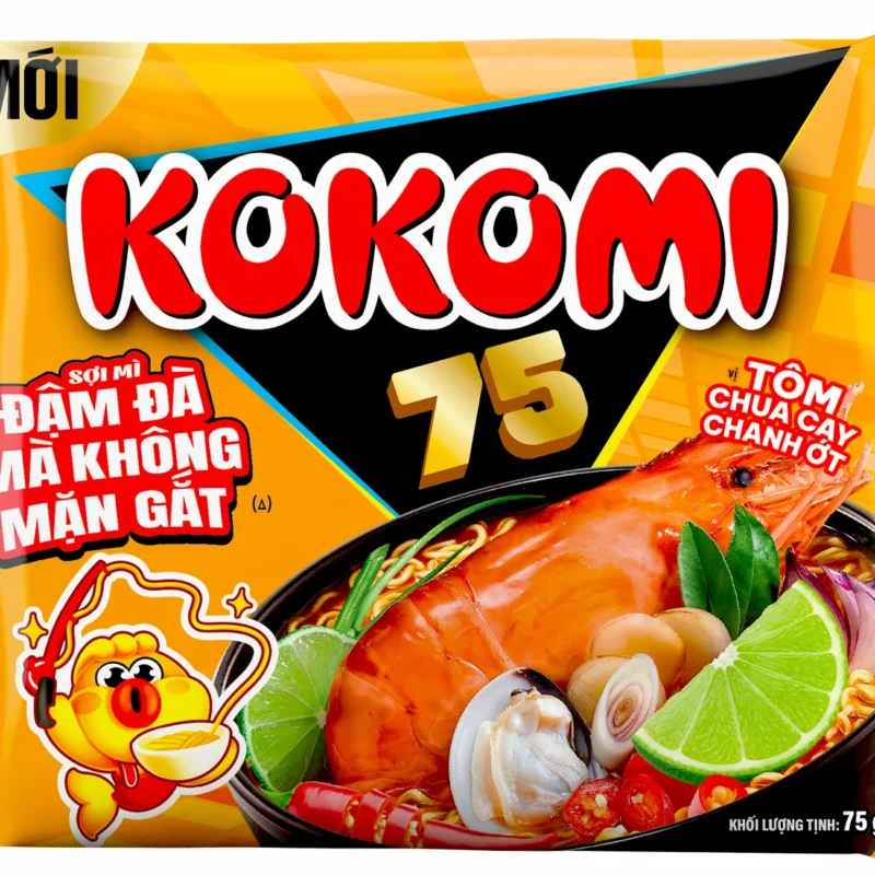 Kokomi 75 Mì hương vị Tôm Chua Cay Chanh Ớt – Gói 75gr