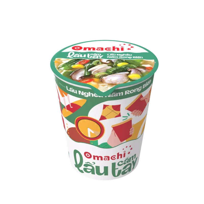 Mì Omachi lẩu cầm tay hương vị lẩu nghêu nấm rong biển 24ly x 63gr
