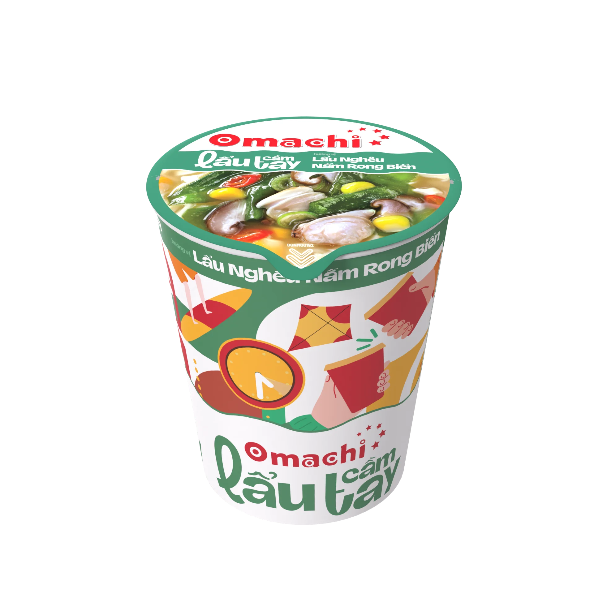 Mì Omachi lẩu cầm tay hương vị lẩu nghêu nấm rong biển 24ly x 63gr