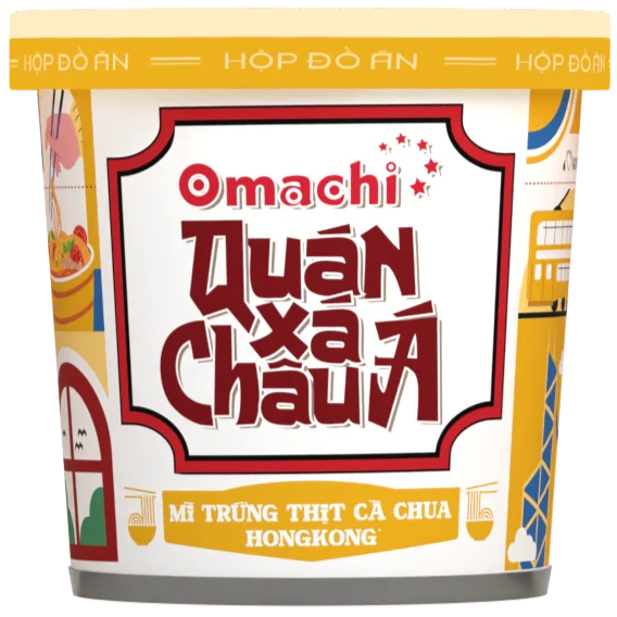 Mì Omachi quán xá Châu Á trứng cà chua Hong Kong – Hộp 104gr