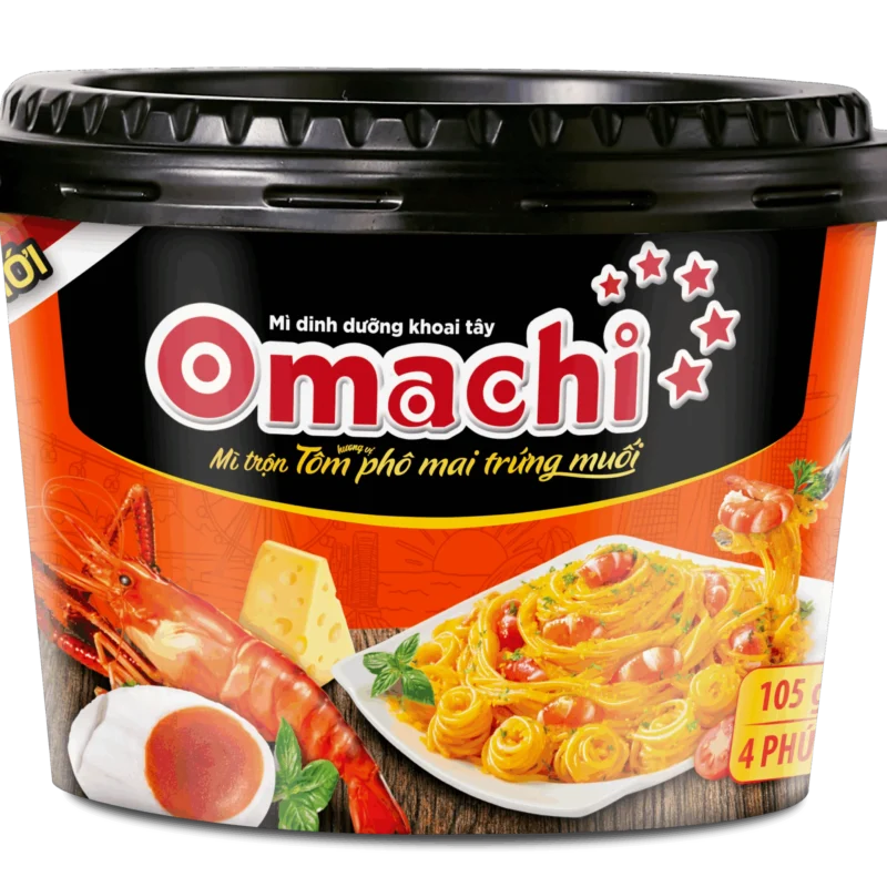 Mì Omachi trộn xốt Tôm phô mai trứng muối Tô 105gr