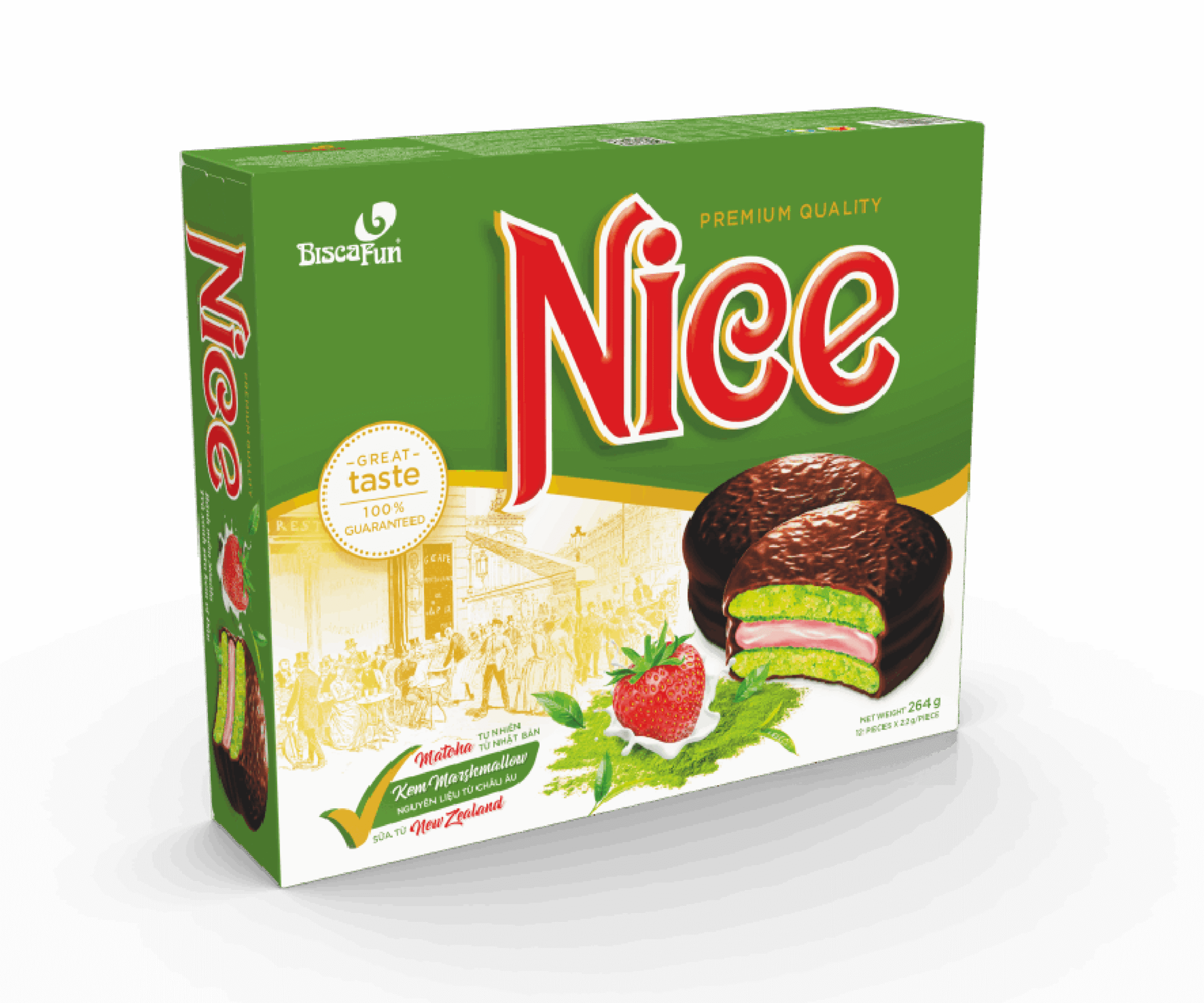 Nice 264g (trà xanh sữa kem vị dâu)