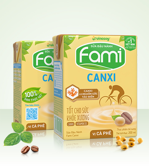Sữa đậu nành Fami Canxi vị cà phê hộp 200ml