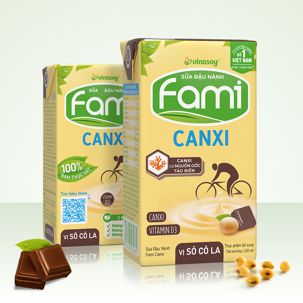 Sữa đậu nành Fami Canxi vị sô cô la hộp 110ml