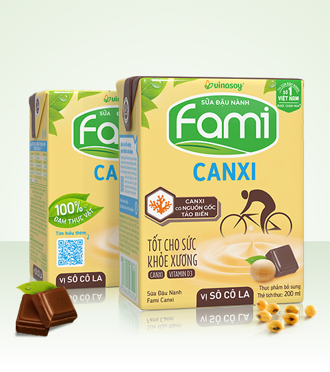 Sữa đậu nành Fami Canxi vị sô cô la hộp 200ml