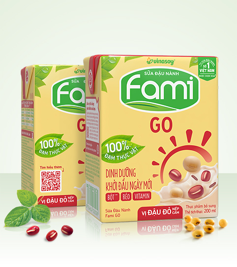 Sữa đậu nành Fami GO đậu đỏ nếp cẩm hộp 200ml