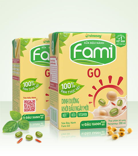 Sữa đậu nành Fami GO vị đậu xanh gạo đỏ hộp 200ml