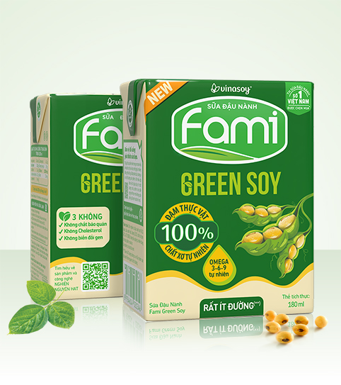 Sữa đậu nành Fami Green Soy rất ít đường 180ml