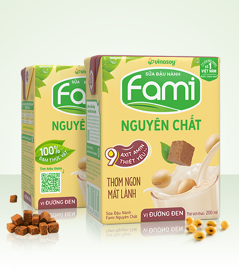 Sữa đậu nành Fami nguyên chất đường đen hộp 200ml