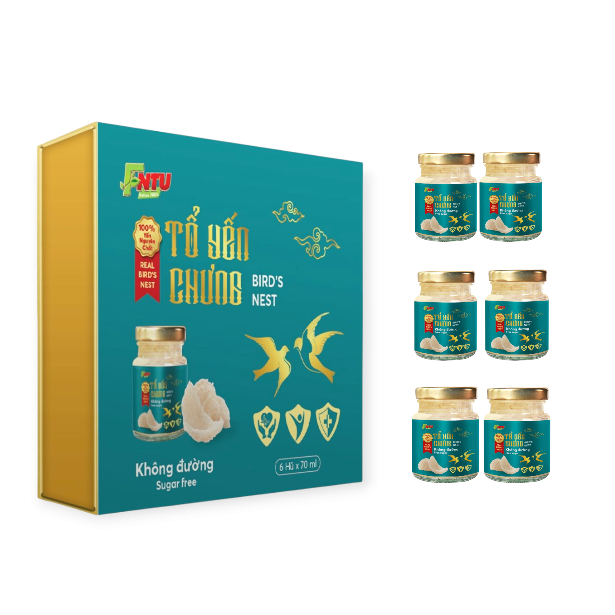 TỔ YẾN CHƯNG KHÔNG ĐƯỜNG – HỘP 6 HŨ