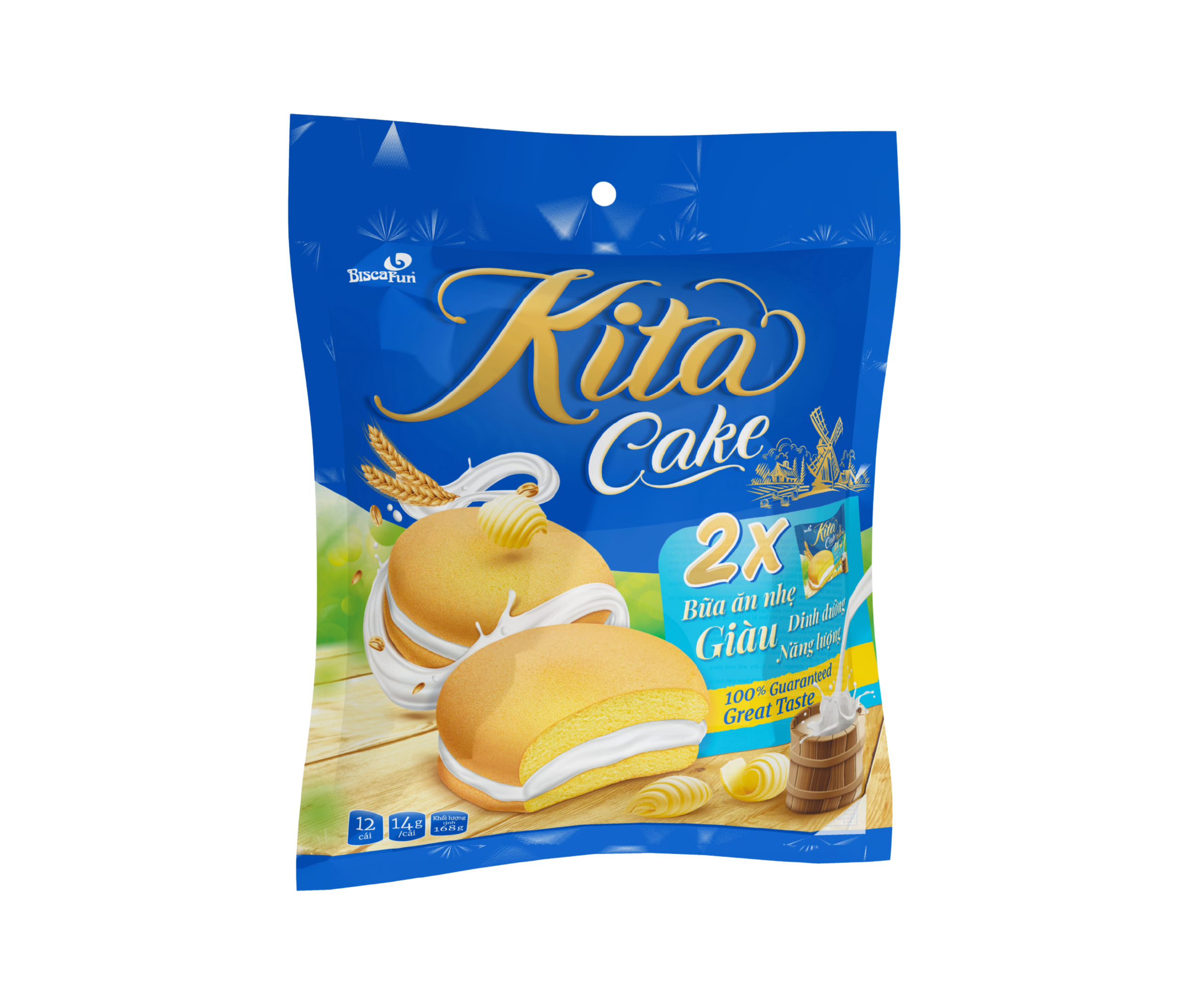 TÚI KITA CAKE BƠ SỮA 168g
