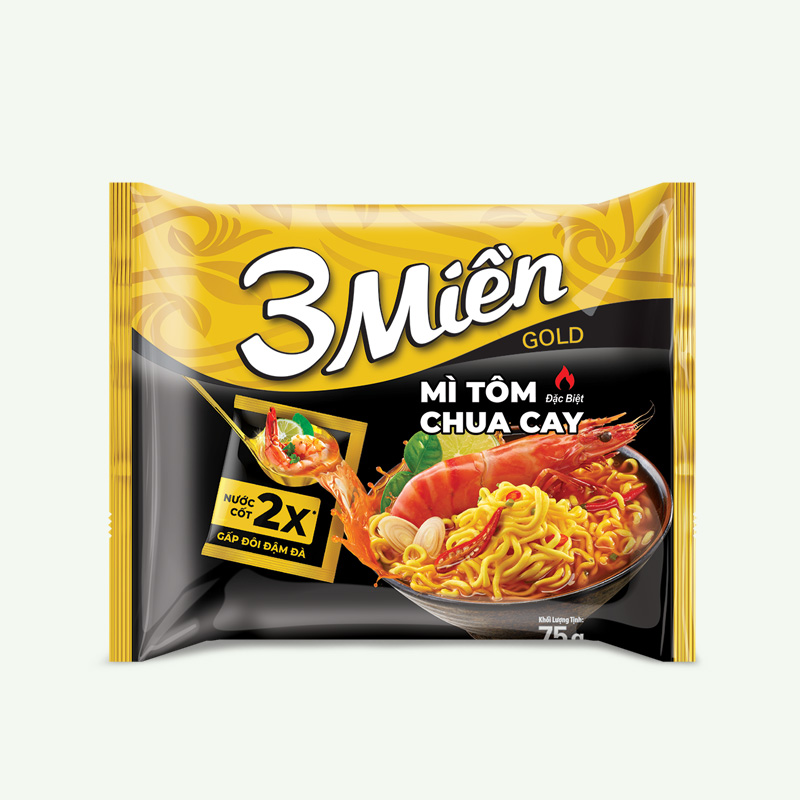 Mì 3 Miền Gold Tôm Chua Cay Đặc Biệt