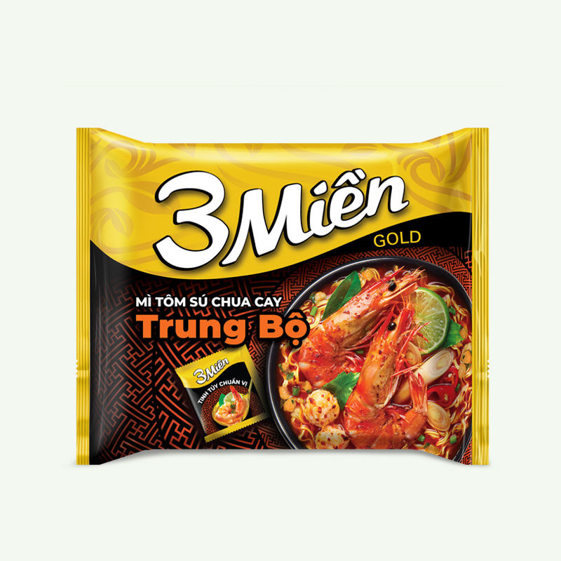 Mì 3 Miền Gold Tôm Sú Chua Cay Trung Bộ