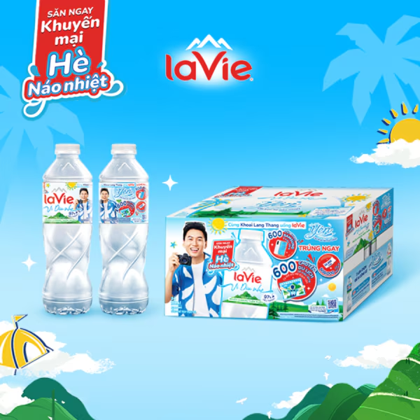 Thùng Lavie Vị Dịu Nhẹ 500ml (24 chai/thùng) khuyến mãi - Phiên bản Hè
