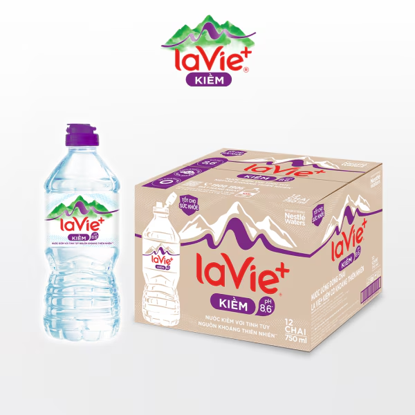 La Vie+ Kiềm 750ml (Thùng 12 chai) | La Vie+ Kiềm có khoáng thiên nhiên