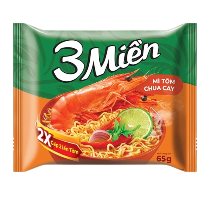 Mì Reeva 3 Miền Tôm Chua Cay 65g