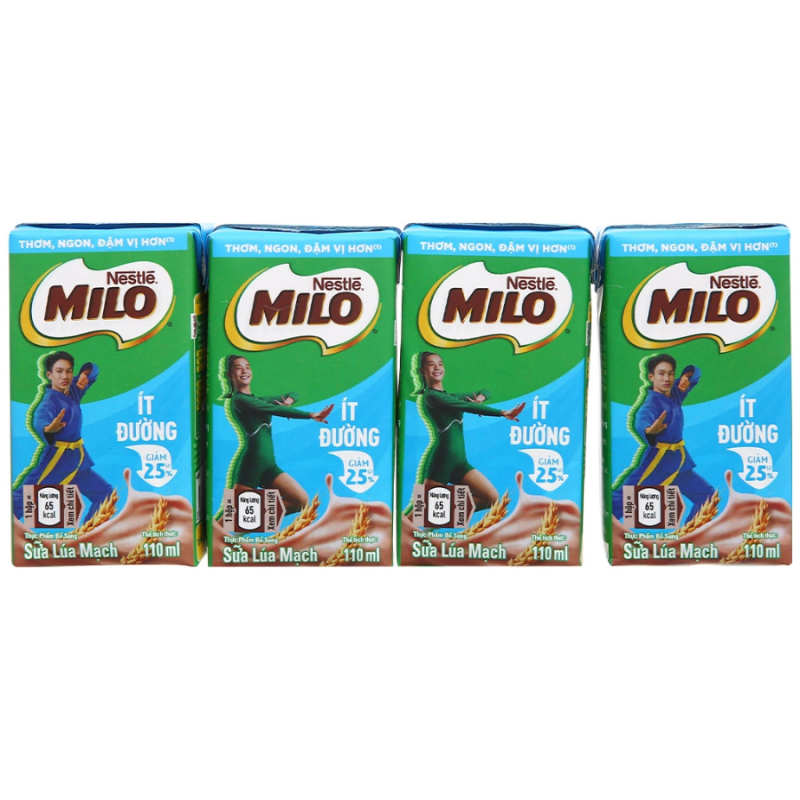Milo UHT Ít Đường 110mlx4