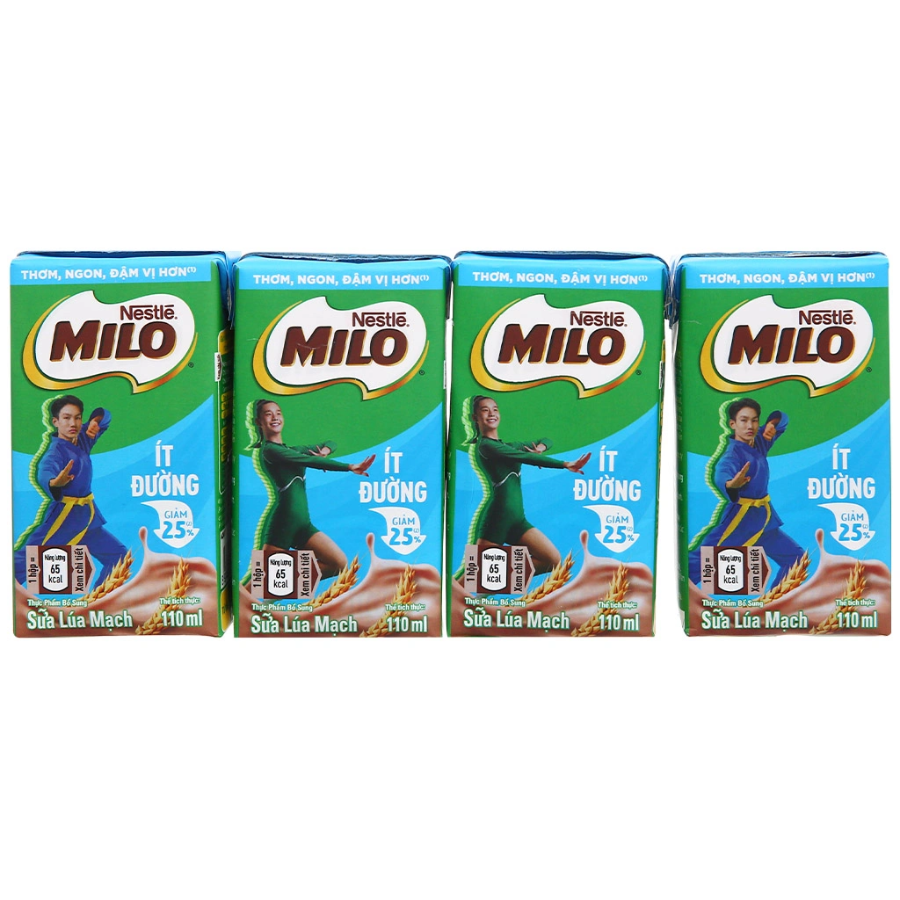 Milo UHT Ít Đường 110mlx4
