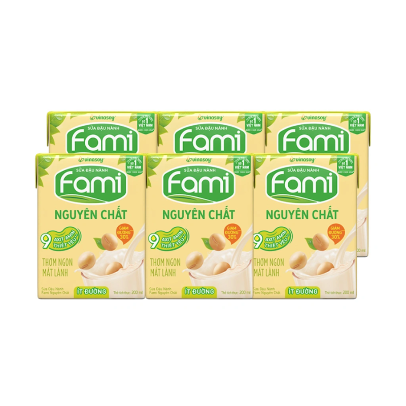 Sữa đậu nành Fami Ít Đường 200mlx6