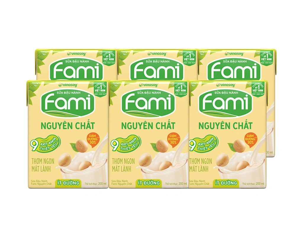 Sữa đậu nành Fami Ít Đường 200mlx6