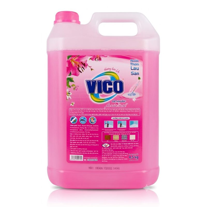 Nước lau sàn Vico hương hoa ly chai ( Hồng) 4,5kg