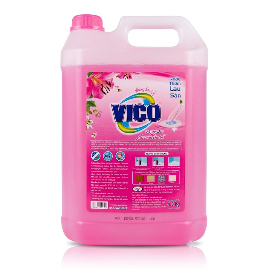 Nước lau sàn Vico hương hoa ly chai ( Hồng) 4,5kg