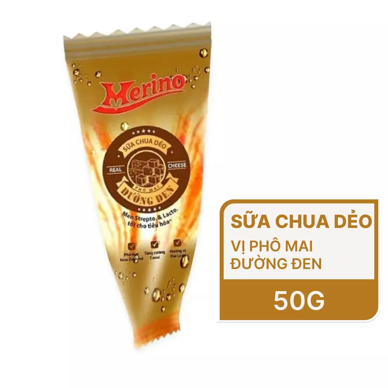 Sữa Chua Dẻo Merino Phô Mai Đường Đen 50G