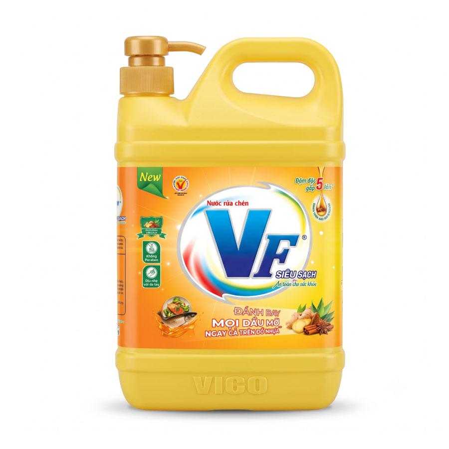 Nước rửa chén VF gừng quế can (vòi) 1.4kg