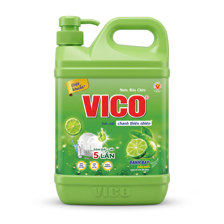 Nước rửa chén VICO chanh thiên nhiên can (vòi) 1.4kg