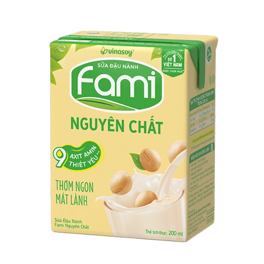 Sữa đậu nành Fami nguyên chất hộp 200ml