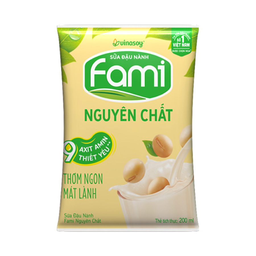 Sữa đậu nành Fami nguyên chất bịch 200ml